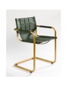 Cadeira de pele e metal dourado