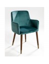Blue velvet armchair wooden leg