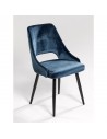 Cadeira veludo azul pé preto