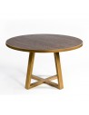 Round table in oak and golden metal