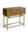 Console in aged wood and gold metal