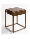 Oak and gold metal bedside table