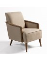 Natural linen and oak armchair