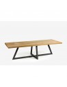 Oak dining table with metal central foot