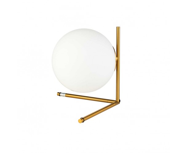 Lámpara de mesa metal dorado y bola de cristal Foto: SINA