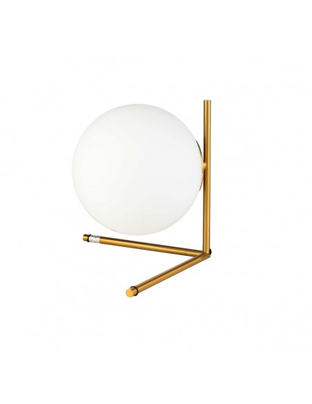 Lámpara de mesa metal dorado y bola de cristal Foto: SINA