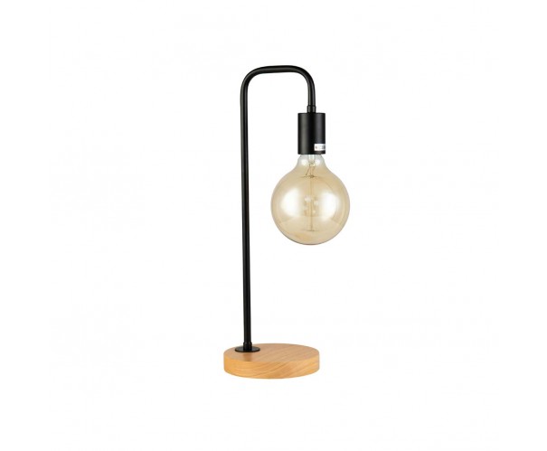 Lámpara de mesa negra, madera y cristal Foto: AMAI-N
