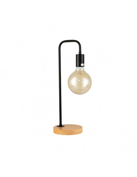 Lámpara de mesa negra, madera y cristal Foto: AMAI-N