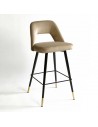 Upholstered beige stool with black leg