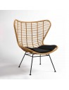 Synthetic fiber armchair and black metal