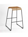 Synthetic rattan stool and black metal