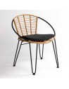 Stackable chair rattan synthetic and black metal