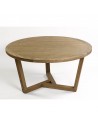 Round dining table with oak top and leg