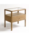 Oak and tempered glass bedside table