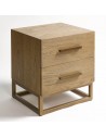 Bedside table finished oak two drawers and metal