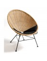 Synthetic rattan oval armchair and black metal