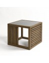Oak and small tempered glass side table