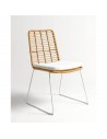 Stackable white leg synthetic rattan chair