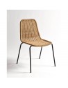 Synthetic rattan chair and stackable black leg