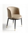 Beige velvet chair with round seat