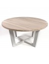 Round wooden outdoor dining table