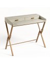 Gray white and golden metal desk