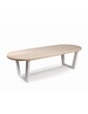 Table ovale bois de teck et métal clair