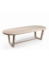 Wooden oval outdoor table with wooden legs