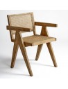 Chair with natural oak arm and mesh