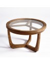 Small side table natural oak and glass