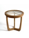 Small side table natural oak and glass