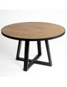 Table ronde en bois de chêne et métal noir