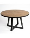 Round table in oak and black metal 150