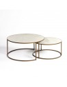 Set of gray-white coffee tables and gold metal