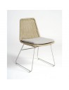 Synthetic rattan chair in chalk color stone white leg
