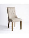 Tacked Linen and Oakwood Chair