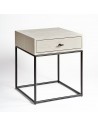 Bedside table finished in grey-white and black handle