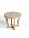 Mesa lateral redonda com pé e tampo em madeira de teca