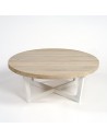 Bleached teak and light gray aluminum coffee table