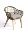 Wood and rope armchair cement color