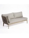Outdoor sofa with one arm wood and greyish white rope