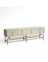 Grayish white wood and gold metal TV sideboard