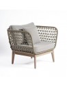 Eucalyptus wood and cement colored rope armchair