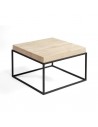 Table d'appoint carrée en chêne blanchi et métal de style industriel