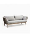 Outdoor sofa with two arms wood and cement color rope