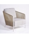 Aluminum and rope outdoor armchair