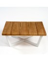 Square coffee table natural teak and stone aluminum