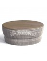 Teak and stone color rope coffee table