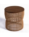 Side table in natural color teak and natural color rope