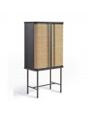 Dark oak and natural rattan cabinet